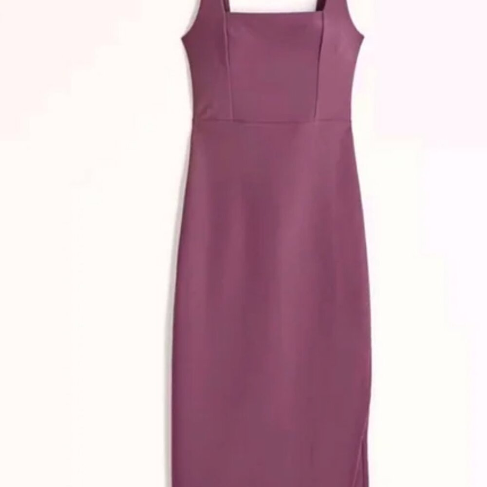 Abercrombie & Fitch Stretch Contour Midi Dress in Berry LT